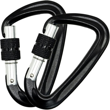 2Pcs Mousqueton 12KN (1223KG) Robuste en Aluminium , Forme de D à Verrouillage pour Hamacs , Balançoire de Yoga , Camping , Porte , clés , Chiens de Serrure