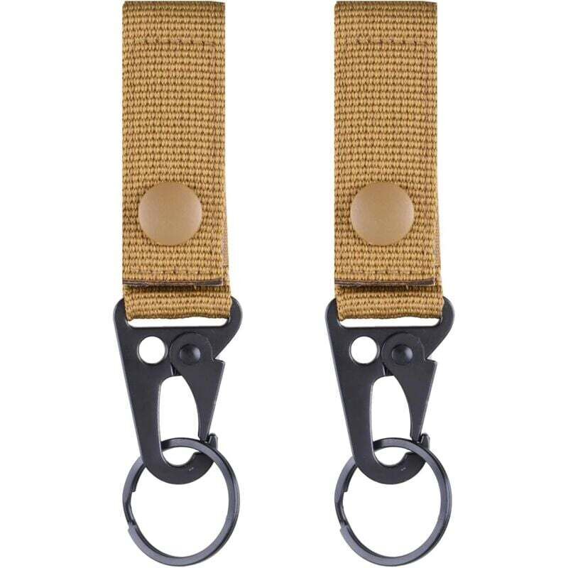 2pcs Mousqueton de Ceinture Sangle Tactique avec Porte Clé Boucle de Ceinture Crochet Pince Suspendu pour Plein Air Camping Randonnée