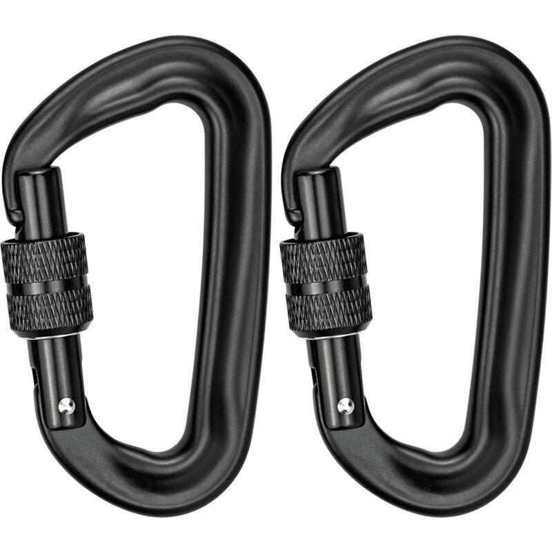2Pcs Mousqueton Escalade 12KN (1200KG) Robustes Mousqueton Aluminium Mousqueton à Verrouillage en Forme de d pour Hamacs Balançoire de Yoga Camping
