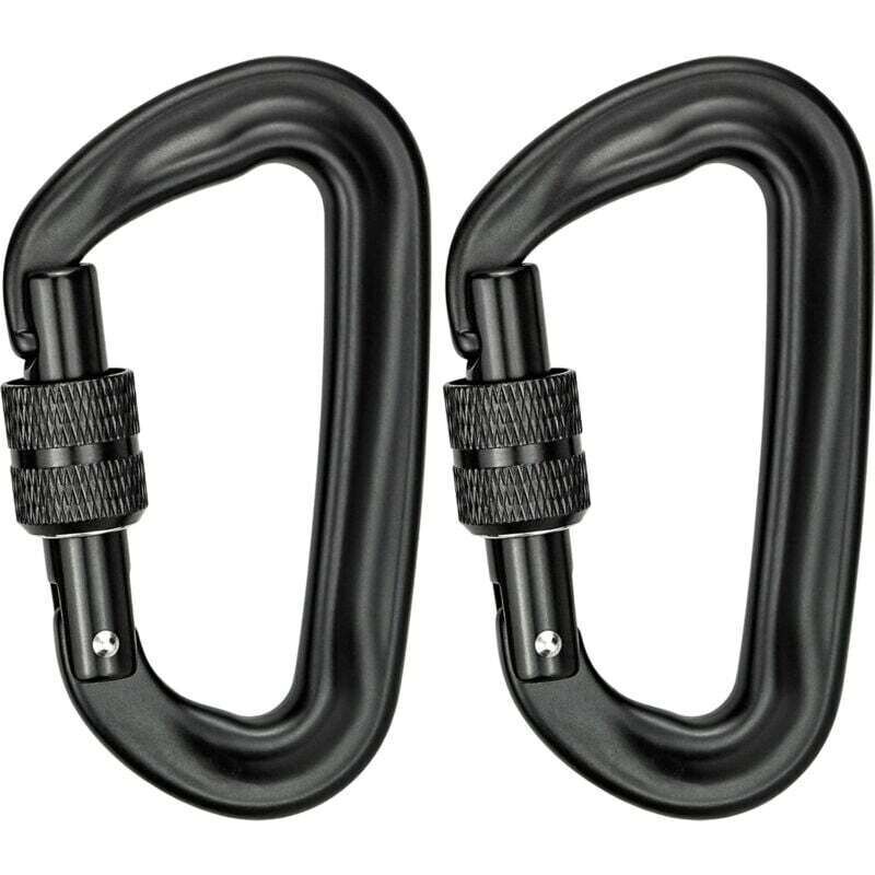 2Pcs Mousqueton Escalade 12KN (1200KG) Robustes Mousqueton Aluminium Mousqueton à Verrouillage en Forme de D pour Hamacs Balançoire de Yoga Camping