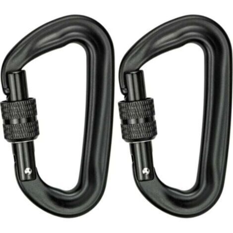 2Pcs Mousqueton Escalade 12KN (1200KG) Robustes Mousqueton Aluminium Mousqueton à Verrouillage en Forme de D pour Hamacs Balançoire de Yoga Camping Porte-clés Chiens de Serrure