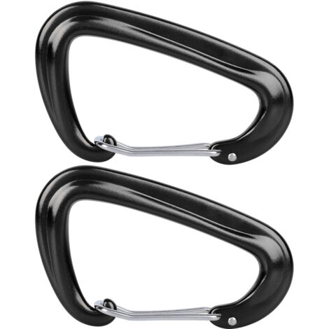 2PCS Mousqueton Noir pour Hamac Extérieur, Sécurité Escalade et Accrochage Balançoire