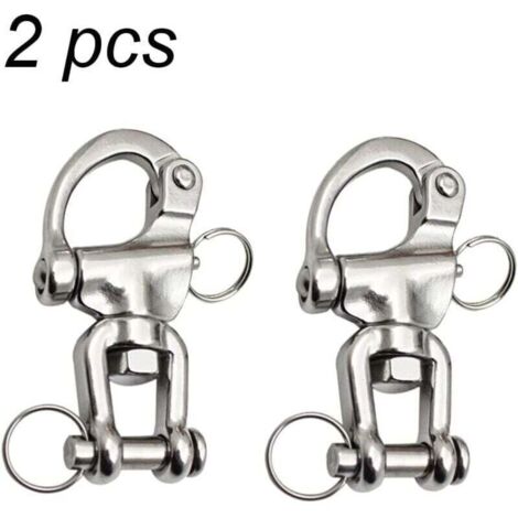 2PCS Mousqueton Pivotant à Emerillon, Mousqueton pivotant INOX Accessoires Maillons Rapides Crochet à Ressort Rapide à Largage en Acier Inoxydable 316 pour Drisse de Voilier Bateaux