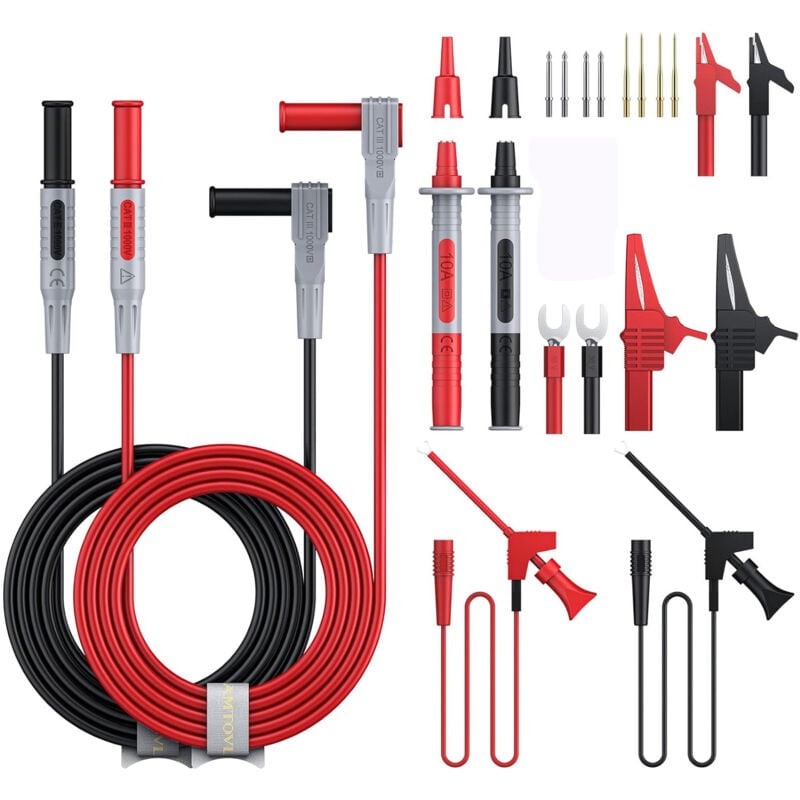 Paryou - Kit de Câbles Test Multimètres Câble de Test Multimètre électrique 22 en 1 avec Clips d'alligator Conde de Test Préhenseur à Ressort Fiche