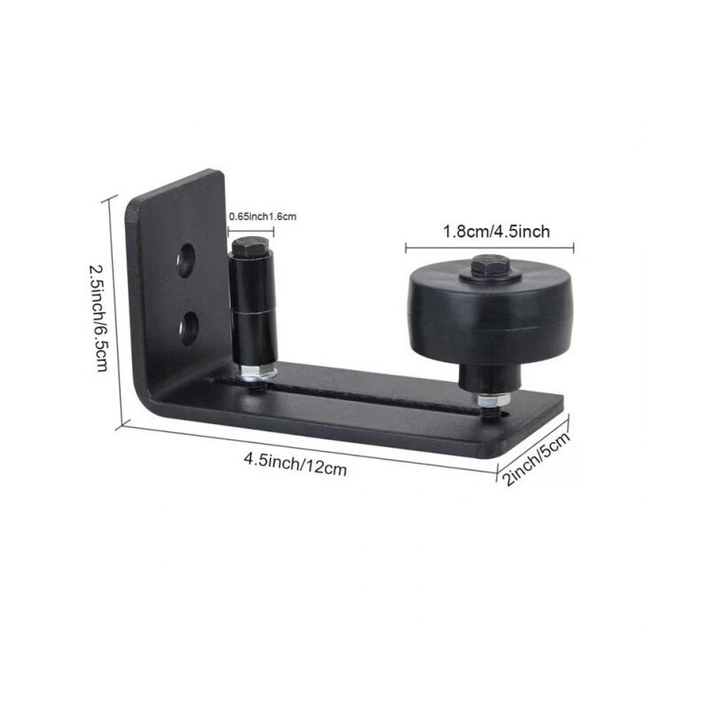 2PCS Noir Guide de Plancher,Guide de Plancher de Porte de Grange,Rouleau Réglable Guide au Sol avec 8 Options de Configuration Pour Porte en Bois