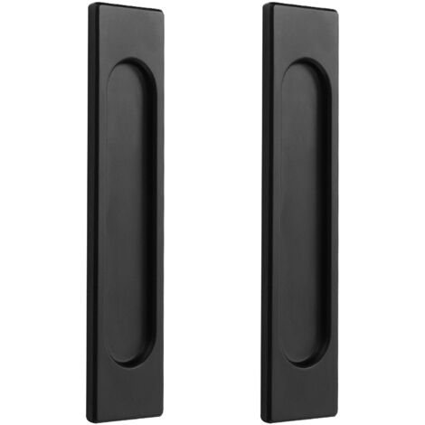 2pcs Noir Poignées de Porte Coulissante Angle droit Autocollantes,Poignée Porte Coulissante,Alliage D'aluminium or mat sans Perforation pour Porte Coulissantes Grange,Fenêtres, Armoires 148mm
