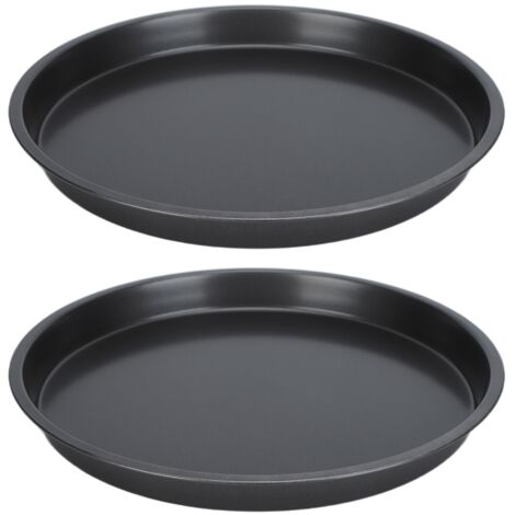 2Pcs Non Stick Pizza Pan Deep Thickened Carbon Steel Baking Pan for Kitchen Bakery10in