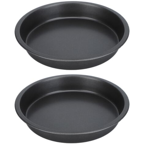 2Pcs Non Stick Pizza Pan Deep Thickened Carbon Steel Baking Pan for Kitchen Bakery6in