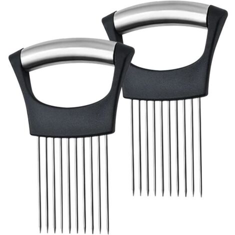 2pcs Oignons à Couper, Support pour Tranches d'Oignons en Acier Inoxydable, Aide à la Découpe d'Oignons pour Viande, Carotte