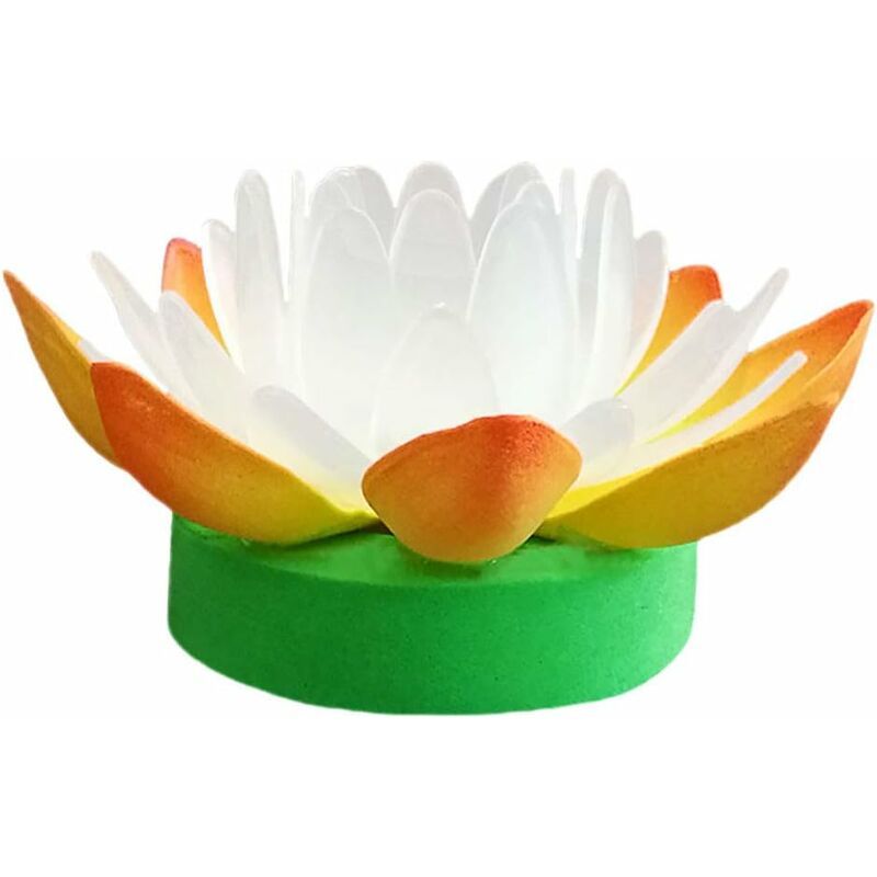 2Pcs Orange LED Flottant Lotus Lumières Étanche Solaire Piscine Nénuphar Flottant Lanterne Fleur De Lotus pour Piscine de La Cour Étang Décoration