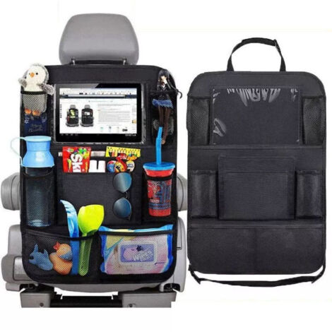 2Pcs Organisateur de Voiture, Protège-Siège Arrière Voiture Enfants Kick Mats, Protection Arrière de Siège Auto Imperméable, Support Tablette Transparent Rangement de Voiture, Multi-Poches