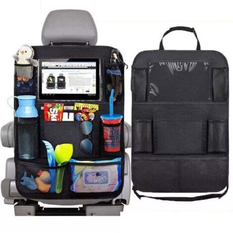 2Pcs Organisateur de Voiture, Protège-Siège Arrière Voiture Enfants Kick Mats, Protection Arrière de Siège Auto Imperméable, Support Tablette Transparent Rangement de Voiture, Multi-Poches