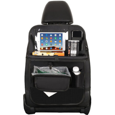 2PCS Organisateur Voiture avec Plateau pour Tablette Voiture Siege Arriere, Protection Siege Voiture Enfant avec Boîte à Essuie-tout, Plusieurs Poches Multifonction