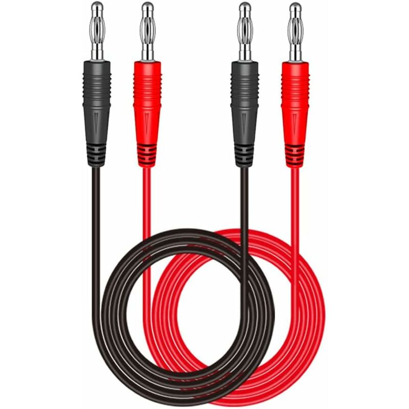 2Pcs P1041 4mm fiche Banane à fiche Banane multimètre cable de Test électronique rallonge de Test - Rouge + Noir