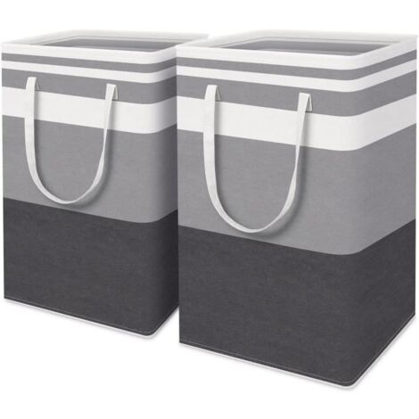 2pcs Panier à Linge, Sac à Linge Pliable Imperméable en Tissu, Corbeille à Linge avec Une Grande Capacité de 75L, 40x30x62cm