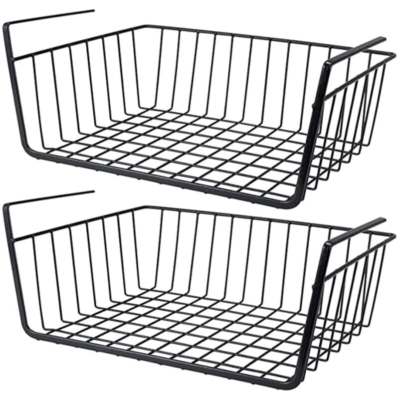 2PCS Panier Suspendu, Métallique Paniers à Étagères Empilables Panier de Rangement de Cuisine pour Cuisine,Pantry,Bureau,Bookshelf,Placard,Salle de