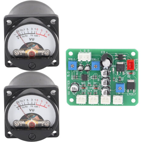 2PCS Panneau VU-mètre Rétroéclairé pour Ampli Audio avec Câble d'Alimentation