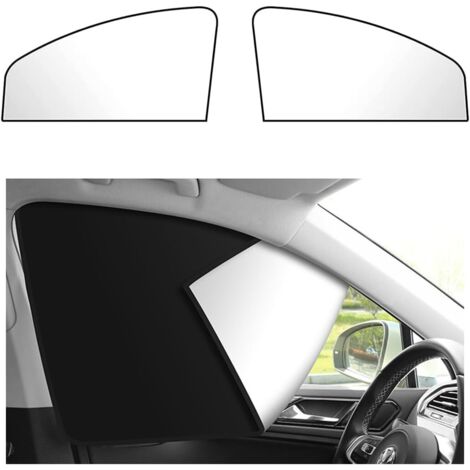 2pcs pare - soleil de fenêtre latérale de voiture, pare - soleil automatique magnétique, protection solaire UV, argent