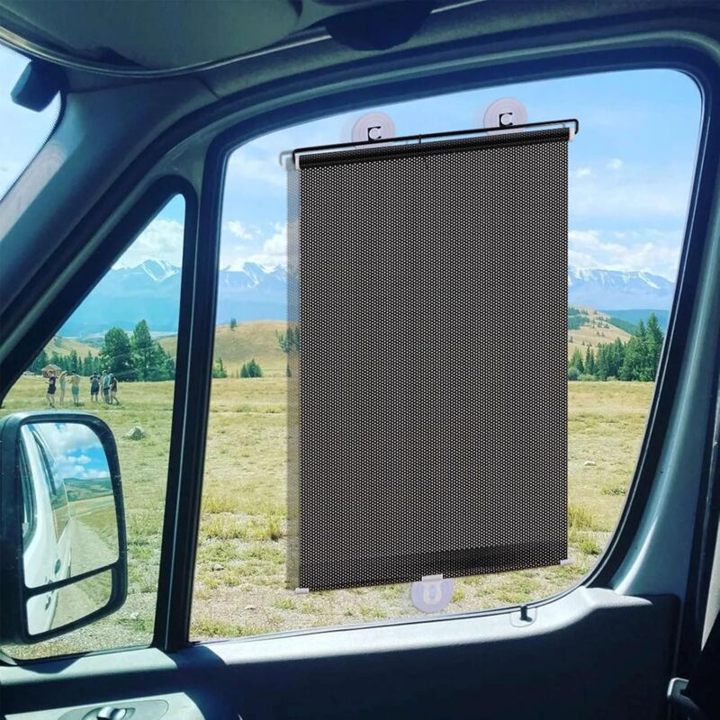 Choyclit - 2PCS pare-soleils noirs pour vitres latérales de voiture, pare-soleil extensibles, isolation thermique, pour bébé, enfants, amoureux,