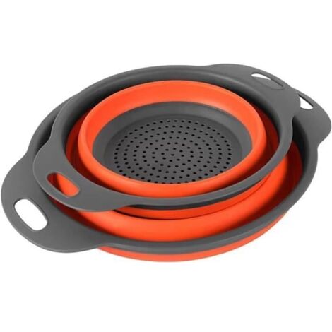2Pcs Passoire Pliable Silicone Tamis Pliable Bol Pliable Bol Pliant Camping Grande Passoire Pliable Pour éGoutter PâTes,LéGumes