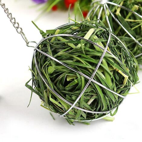 2pcs Pet Herbe Boule De Foin En Acier Inoxydable Pour Lapin Suspendu Distributeur De Balles Cadre D'herbe Pour Animaux De Compagnie Pour Petits An