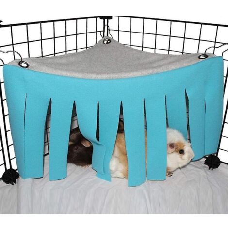 2pcs Petit Animal Hamster Tente Hamac Pet Cachette Cage Accessoires Nid Lit Pour Cochon D'inde Chinchilla Hrisson Rat Cureuil Furet Nain Lapin (bl