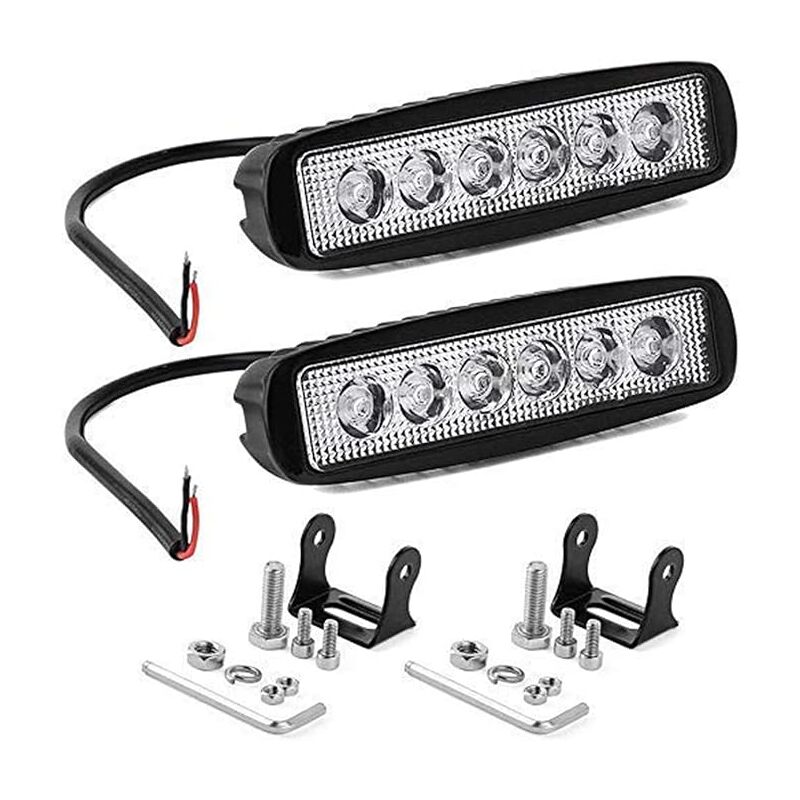 2PCS Phare de Travail LED 15cm 6'' 18W Projecteur LED 12V 24V Etanche IP67 Spot Barre LED Feux Antibrouillard LED pour 4x4 Voiture Camion Tracteur