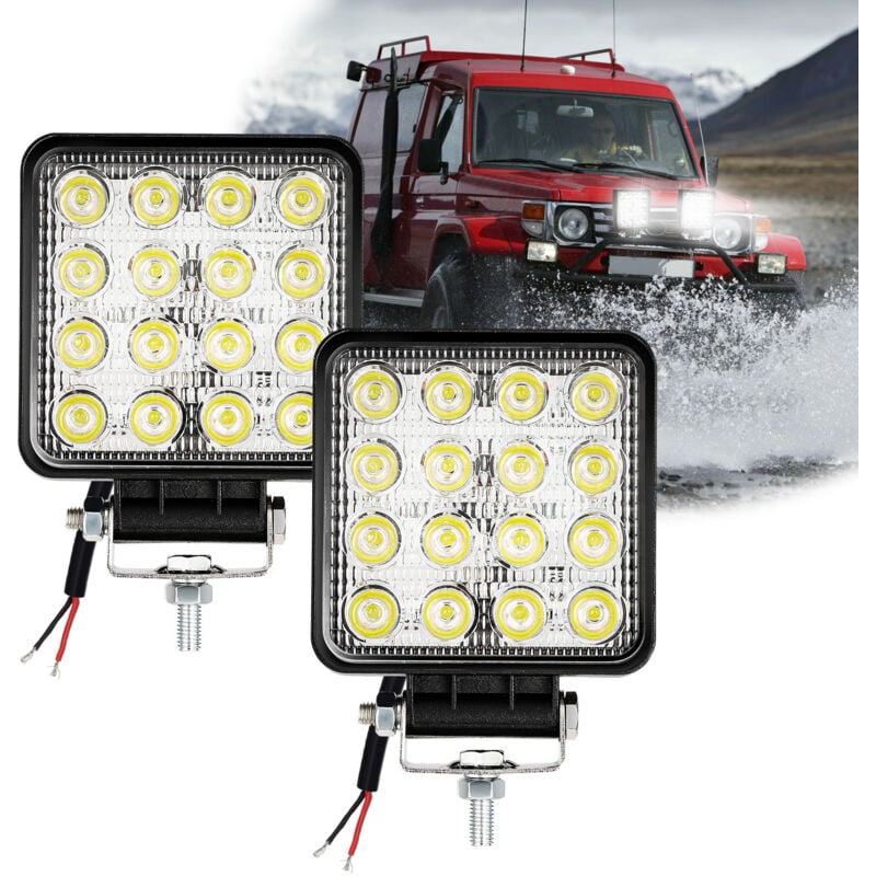 Randaco - swanew 2PCS Phare de Travail led 48W led Phare Travail Projecteur FeuPCS Antibrouillard pour Voiture Camion utv suv Offroad Tracteur Bateau