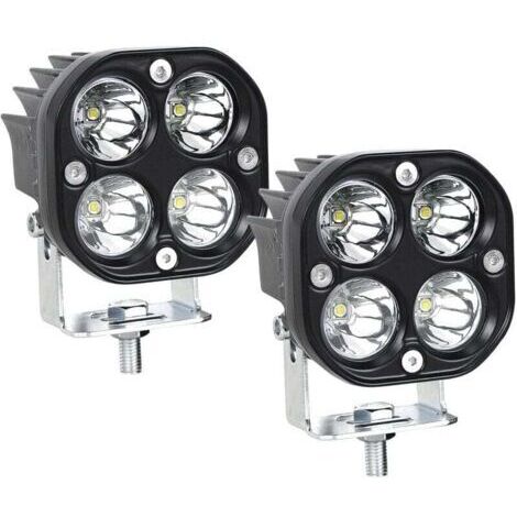 (2PCS) Phare de Travail LED Tracteur 7.6cm 3'' 40W Blanc Projecteur LED 12V 24V Etanche IP67 Feux Antibrouillard LED pour 4x4 Voiture Camion SUV Bateau Carré