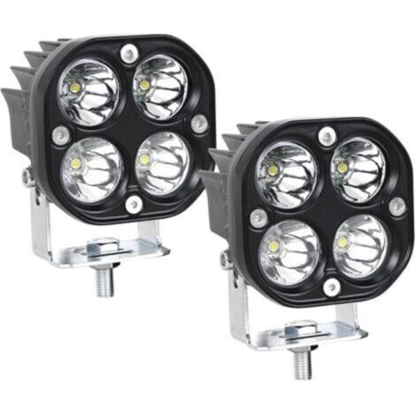 (2PCS) Phare de Travail LED Tracteur 7.6cm 3'' 40W Blanc Projecteur LED 12V 24V Etanche IP67 Feux Antibrouillard LED pour 4x4 Voiture Camion SUV Bateau Carré