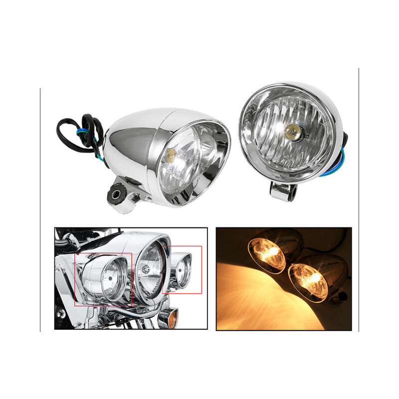 Linghhang - 2PCS Phare Led rétro Bullet pour motos, phare auxiliaire, antibrouillard universel,Moteurs,Pièces et accessoires,Pièces de moto,Ensembles