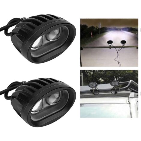 2Pcs Phares LED Universels 20W Spot Faisceau Lumière Blanche pour Voiture Camion SUV Phare de Conduite