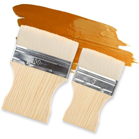 2Pcs Pinceau en Soie pour Vitrifier ou Vernir, Paddle Pinceau de Fond Plat Pinceau en Latex Lasure Peinture Brosse à Laine Brosse de Mur Outil à Peindre pour Rénovation Décoration Entretien Travaux