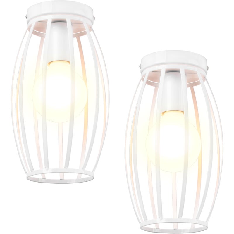 2PCS Plafonnier En Fer Métallique Lampe De Plafond Vintage Moderne Luminaire Plafonnier D'Intérieur Blanc Rétro, Pour Salon, Chambre à Coucher