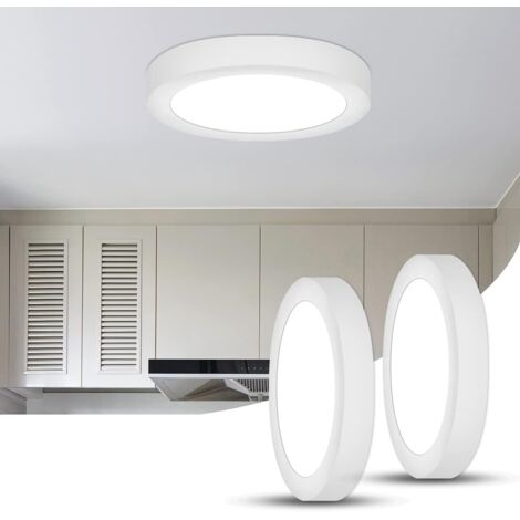 2Pcs Plafonnier LED, 12W 6500K Blanc Froid,Moderne Lampe de Plafond Plafonnier Rond,Plafonnier Led Plat [Classe énergétique E]
