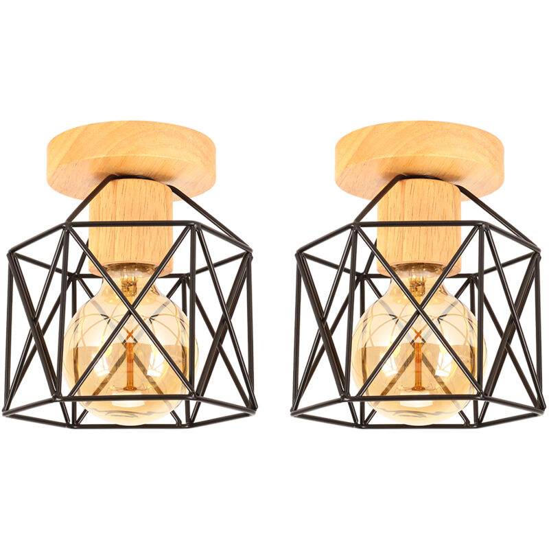 Norcks - 2PCS) Plafonnier Moderne Lampe De Plafond Vintage Luminaire Plafonnier Rétro Abat-Jour Cage En Métal Pour Café Couloir Chambre Cuisine Salon