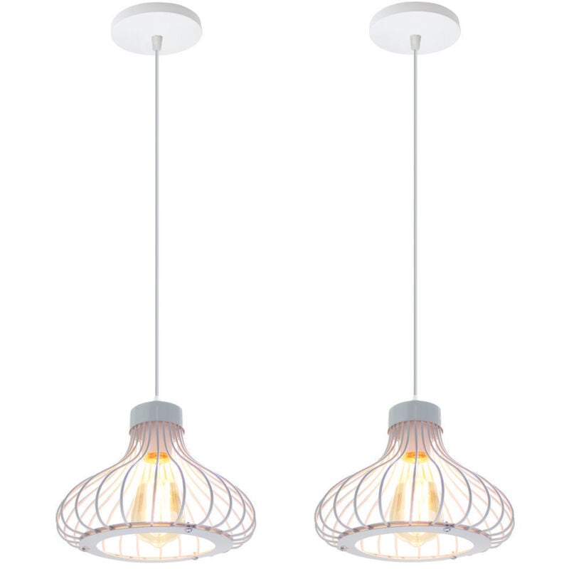 Norcks - 2PCS Plafonnier Vintage Suspension Lustre Industrielle Blance Simple Lustre Rétro Créatif Pour La Décoration Intérieure