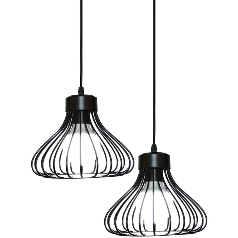 Norcks - 2PCS Plafonnier Vintage Suspension Lustre Industrielle Noire Simple Lustre Rétro Créatif Pour La Décoration Intérieure