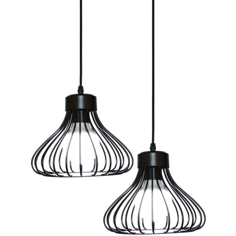 2PCS Plafonnier Vintage Suspension Lustre Industrielle Noire Simple Lustre Rétro Créatif Pour La Décoration Intérieure