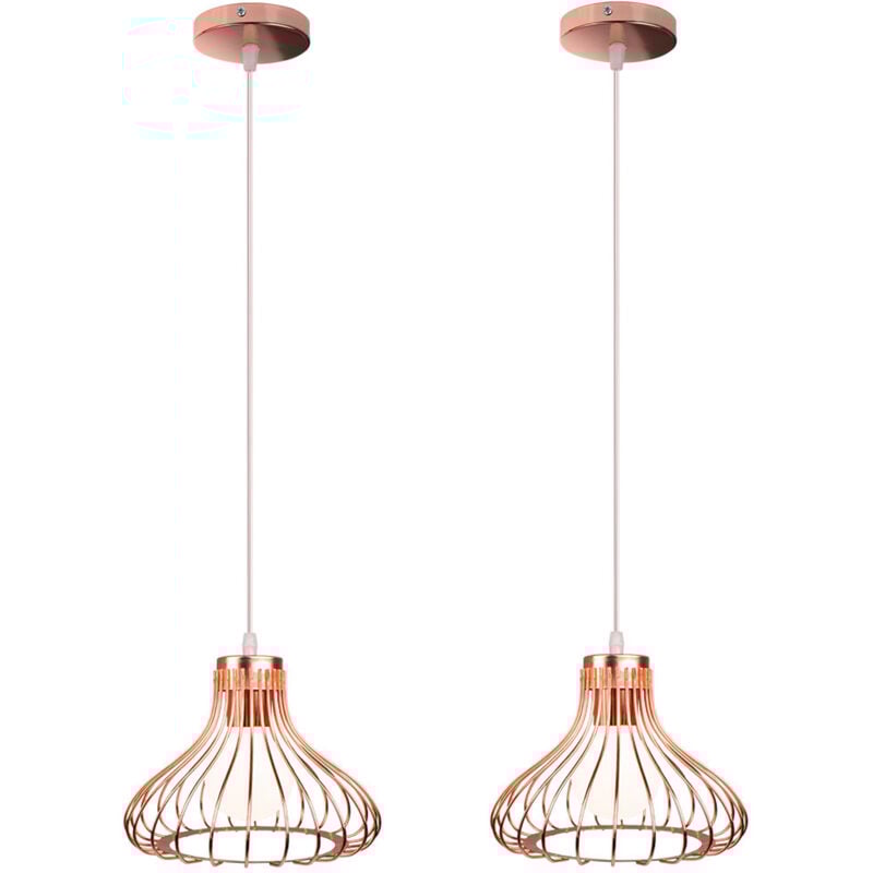 Norcks - 2PCS Plafonnier Vintage Suspension Lustre Industrielle Or Rosee Simple Lustre Rétro Créatif Pour La Décoration Intérieure