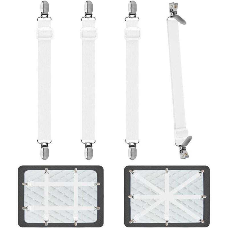 Tendeur Drap Housse pour Linge de Lit 4 Pièces, Réglable Sangles Draps Élastique Sangle de Maintien Ajustable pour Lit ou Canapé d'angle, Matelas,