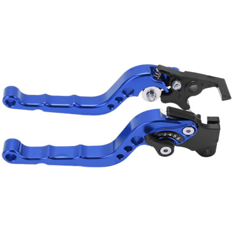 2PCS Poignée de Frein et Embrayage Moto Réglable en Alliage d'Aluminium Bleu