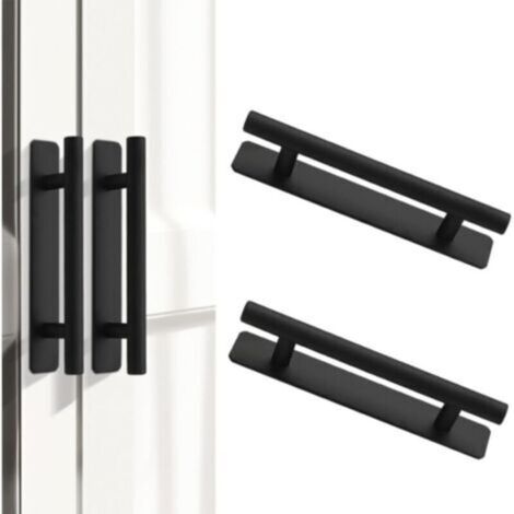 2PCS Poignée de Meuble Autocollante en Aluminium, 150 mm Poignées Autocollantes Cuisine Chambre Porte Coulissante, Autocollant Poignée Tiroir Auto-Adhésive Boutons de Portes Tirer (Noir)