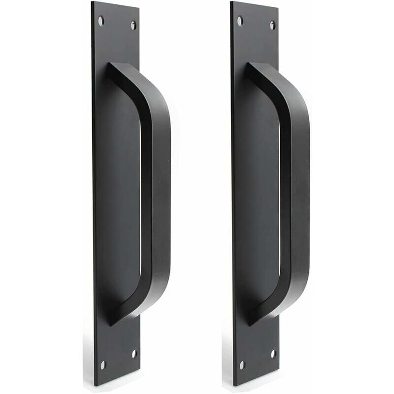 2pcs Poignée de porte de grange Alliage d'aluminium -poignées de porte coulissante pour porte coupe-feu, poignées de porte d'armoire (noir)