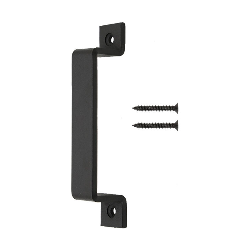 Shining House - 2pcs Poignée de porte de grange Poignée de porte en acier noir massif (le noir)160mm