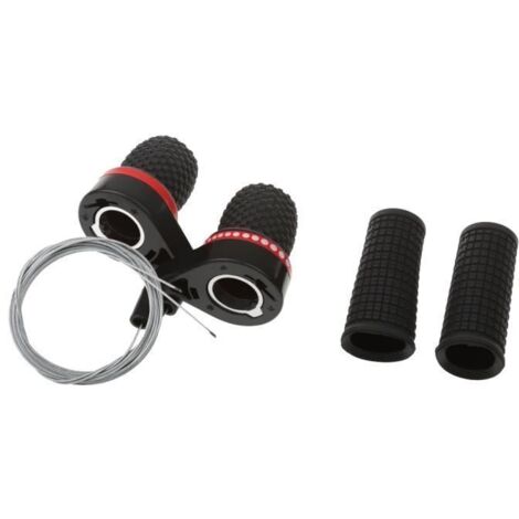 2pcs Poignée Tournante Manette de Vitesse avec 2pcs Embout Outil Réparation pour VTT Vélo Bicyclette en Plastique