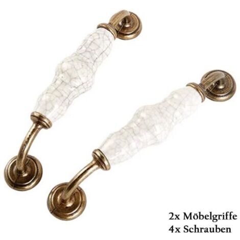 2pcs poignées de porte, poignées de meubles vintage poignée en céramique minimalisme ensemble de rénovation pour portes de chambre poignées de meubles avec grain fissuré pour tiroirs et armoire 128mm