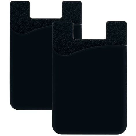 2pcs Porte-cartes pour smartphone, porte-cartes en silicone pour téléphone portable Porte-cartes adhésif universel Smart Wallet (noir)