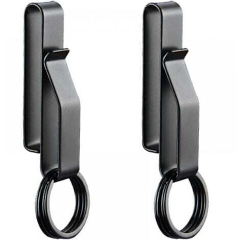 2pcs Porte Clé Clip, Porte-Clés Tactique avec 4pcs Anneaux, en Acier Inoxydable pour Ceinture de Hommes Sécurité Mousqueton Ceinture Porte-Clés à