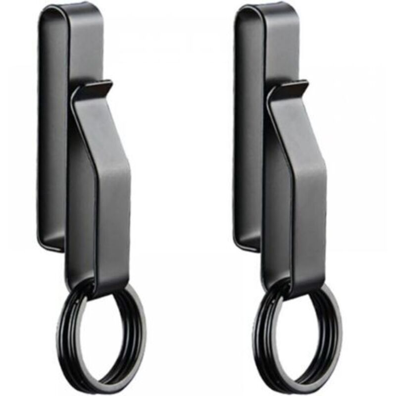 2pcs Porte Clé Clip, Porte-Clés Tactique avec 4pcs Anneaux, en Acier Inoxydable pour Ceinture de Hommes Sécurité Mousqueton Ceinture Porte-Clés à
